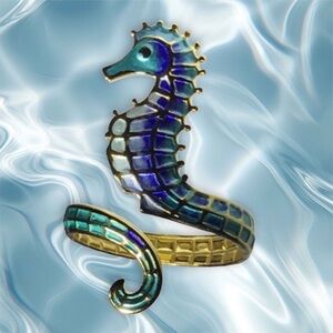 Seahorse 18K Gold Plated Open Wrap Adjustable Ring